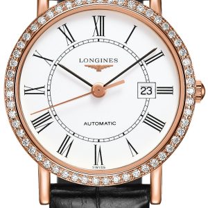 Longines Damklocka L4.378.9.11.4 Elegant Vit/Läder ⌀27.2 mm