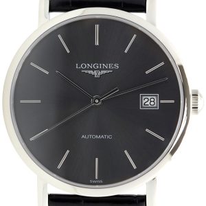 Longines Damklocka L4.810.4.72.2 Elegant Svart/Läder ⌀37 mm