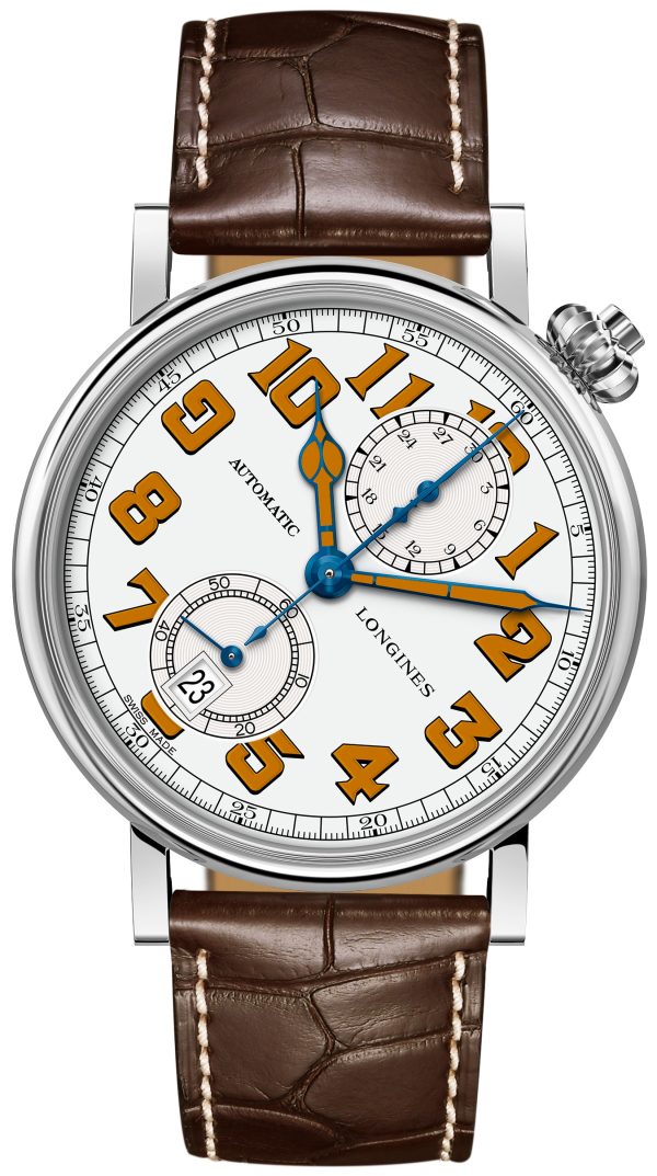 longines herrklocka l2.812.4.23.2 avigation vit/läder ⌀41 mm