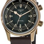 longines herrklocka l3.774.1.50.2 legend diver grön/läder ⌀42 mm