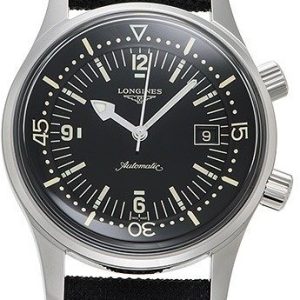 Longines Herrklocka L3.774.4.50.2 Legend Diver Svart/Läder ⌀42 mm