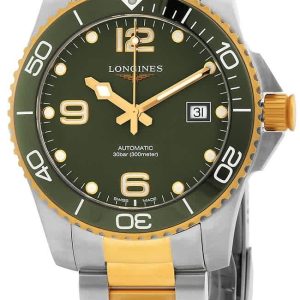 Longines Herrklocka L3.781.3.06.7 Hydroconquest Grön/Gulguldtonat