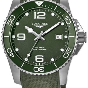 Longines Herrklocka L3.781.4.06.9 Hydroconquest Grön/Gummi ⌀41 mm