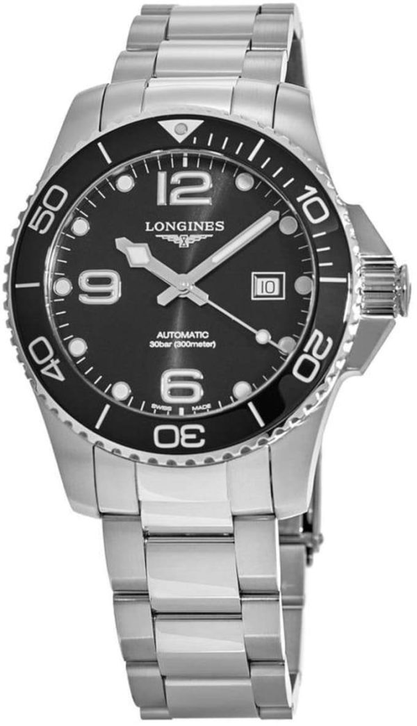 longines herrklocka l3.782.4.56.6 hydroconquest svart/stål ⌀43 mm