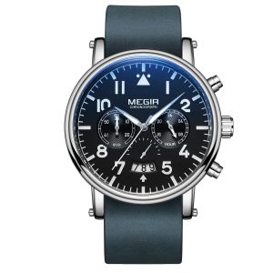 Megir Pilot Chrono Black