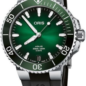 Oris Herrklocka 01 400 7769 4157-07 4 22 74FC Aquis Grön/Gummi