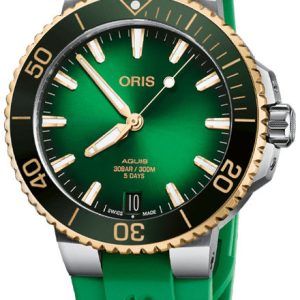 Oris Herrklocka 01 400 7769 6357-07 4 22 77FC Aquis Grön/Gummi