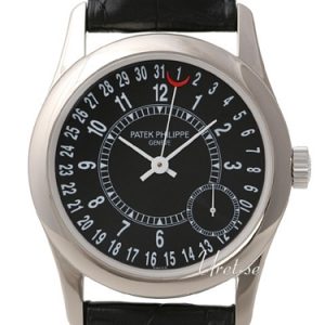 Patek Philippe Herrklocka 6000G/010 Calatrava Svart/Läder ⌀37 mm