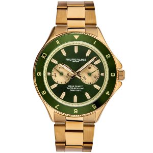 philippe palmer newton gold steel case green dial