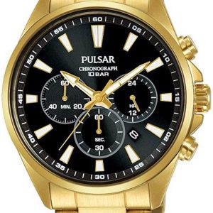 Pulsar Classic Herrklocka PT3A40X1 Svart/Gulguldtonat stål ⌀43 mm