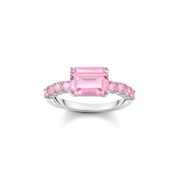 ring rosa med kubik zirconia, 18.5
