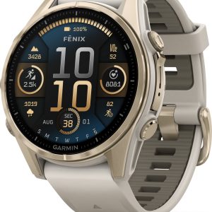 Garmin Fenix 8 Amoled 43mm, Sapphire Soft Gold - Fog Grey/Sandstone Silicone Strap