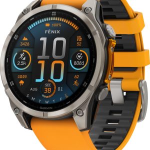 Garmin Fenix 8 Amoled 47mm, Sapphire Titanium - Spark Orange/Graphite Silicone Strap