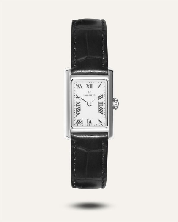 mockberg timeless black leather silver