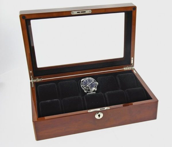 timekeeper storage 10 mahogny - förvaringsbox för 10 klockor