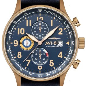 AVI-8 Herrklocka AV-4011-0Q Hawker Hurricane Blå/Läder ⌀43 mm