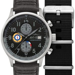 AVI-8 Herrklocka AV-4011-0U Hawker Hurricane Svart/Läder ⌀43.5 mm