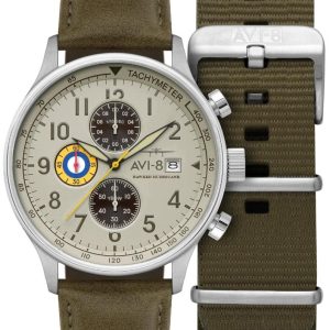 AVI-8 Herrklocka AV-4011-1B Hawker Hurricane Beige/Läder ⌀43.5 mm