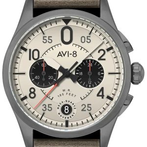 AVI-8 Herrklocka AV-4089-06 Spitfire Lock Grå/Läder ⌀42 mm