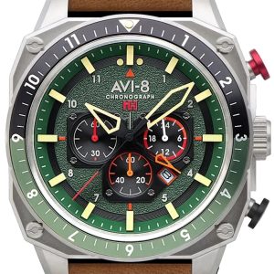 AVI-8 Herrklocka AV-4100-01 Hawker Hunter Grön/Läder ⌀43 mm