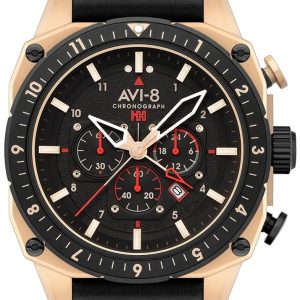 AVI-8 Herrklocka AV-4100-06 Hawker Hunter Svart/Läder ⌀43 mm
