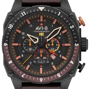 AVI-8 Herrklocka AV-4100-08 Hawker Hunter Svart/Läder ⌀43 mm