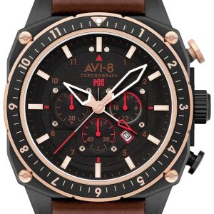 AVI-8 Herrklocka AV-4100-09 Hawker Hunter Svart/Läder ⌀43 mm