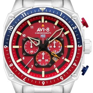 AVI-8 Herrklocka AV-4100-22 Hawker Hunter Röd/Stål ⌀43 mm