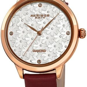 Akribos XXIV Damklocka AK1051BR Diamond Silverfärgad/Läder ⌀34 mm