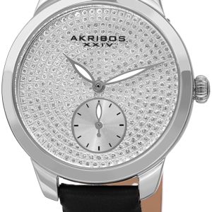 Akribos XXIV Damklocka AK1089SSBK Classic Silverfärgad/Läder ⌀34 mm