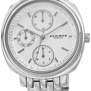 Akribos XXIV Damklocka AK1114SS Multi-Function Vit/Stål Ø36 mm