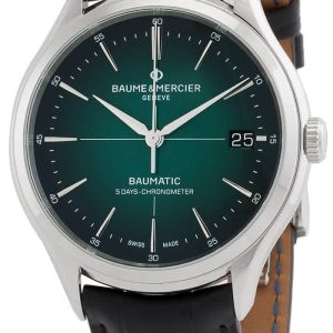 Baume & Mercier Herrklocka M0A10592 Clifton Grön/Läder ⌀40 mm
