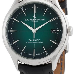 Baume & Mercier Herrklocka M0A10592 Clifton Grön/Läder ⌀40 mm