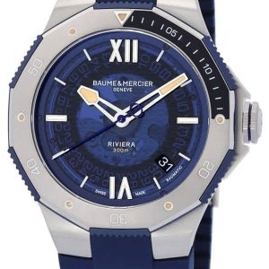Baume & Mercier Herrklocka M0A10716 Riviera Blå/Gummi ⌀42 mm