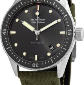 Blancpain Herrklocka 5000-1110-K52A Fifty Fathoms Grå/Läder Ø43 mm