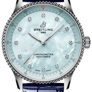 Breitling Damklocka A77320171C1P1 Navitimer 32 Blå/Läder ⌀32 mm