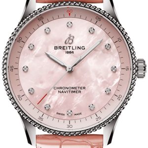 Breitling Damklocka A77320D91K1P1 Navitimer 32 Rosa/Läder Ø32 mm
