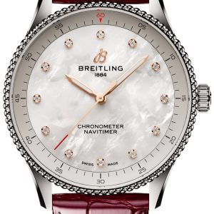 Breitling Damklocka A77320E61A2P2 Navitimer 32 Vit/Läder Ø32 mm