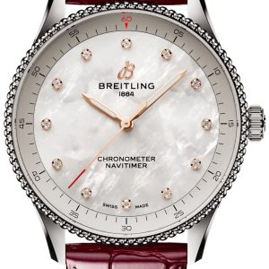 Breitling Damklocka A77320E61A2P2 Navitimer 32 Vit/Läder ⌀32 mm