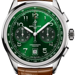 Breitling Herrklocka AB0145371L1P1 Premier Grön/Läder ⌀42 mm