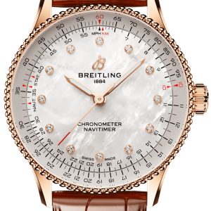 Breitling Herrklocka R17327211A1P1 Navitimer Automatic 36 Vit/Läder