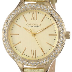 Bulova Damklocka 44L131 Caravelle Guld/Läder Ø46 mm