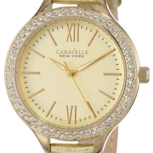 Bulova Damklocka 44L131 Caravelle Guld/Läder Ø46 mm