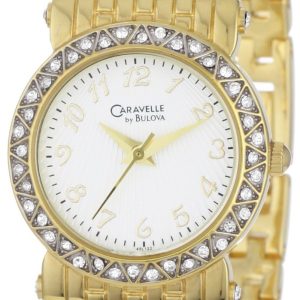 Bulova Damklocka 45L122 Caravelle Vit/Gulguldtonat stål Ø26.5 mm