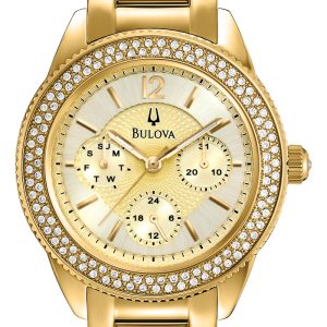 Bulova Damklocka 97N102 Crystal Guld/Gulguldtonat stål Ø38 mm
