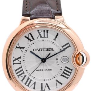 Cartier Herrklocka WGBB0017 Ballon Blue Silverfärgad/Läder Ø42 mm