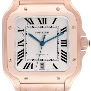Cartier Herrklocka WGSA0018 Santos De Silverfärgad/18 karat roséguld
