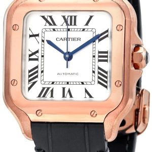 Cartier Herrklocka WGSA0028 Santos De Silverfärgad/Läder