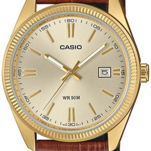 Casio Herrklocka MTP-1302PGL-9AVEF Timeless Collection Guld/Läder