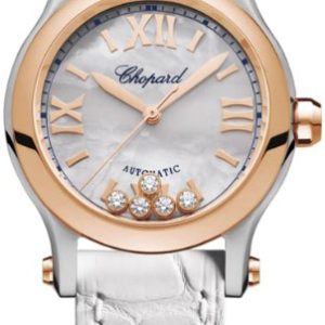 Chopard Damklocka 278573-6018 Happy Sport Vit/Läder Ø30 mm